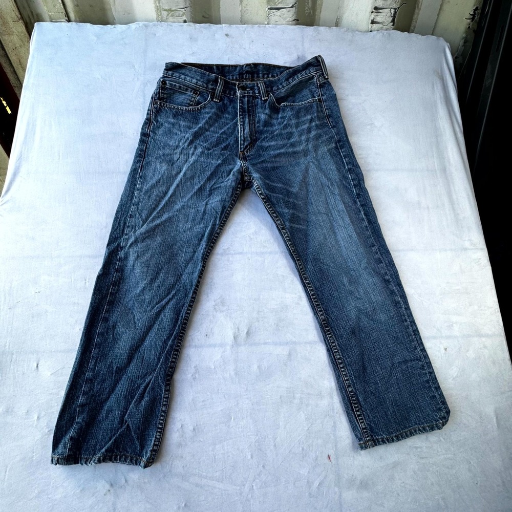 Levis 505 Regular Fit Jeans Mens 31x30 Blue Denim Medium Wash Logo Straight Leg